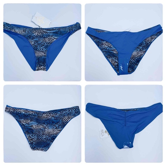 BECCA Other - NWT Becca Size Large Reversible Bikini Blue Snake Print Pattern
